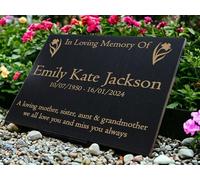 Personalised Granite Memorial Plaque Daffodil, Engraved, 29x21cm, Gold Lettering, Crematorium, Grave Marker, Garden Memorial