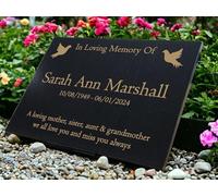 Personalised Granite Memorial Plaque Dove, Engraved, 29x21cm, Gold Lettering, Crematorium, Grave Marker, Garden Memorial