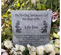 Personalised Granite Memorial Plaque, Engraved,Headstone, Crematorium, Grave, Garden Memorial Plaque, Memorial stone, Garden Memorial Stone, (Blue Grey (20mm Thickness))