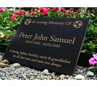 Personalised Granite Memorial Plaque Football, Engraved, 29x21cm, Gold Lettering, Crematorium, Grave Marker, Garden Memorial