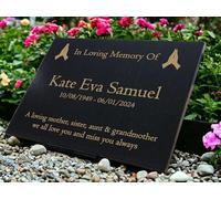 Personalised Granite Memorial Plaque Praying, Engraved, 29x21cm, Gold Lettering, Crematorium, Grave Marker, Garden Memorial
