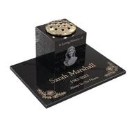 Personalised Granite Memorial Vase and Tablet, Portrait, Image, Engraved, 40x30x15cm, Gold Lettering, Crematorium, Grave Marker, Garden Memorial