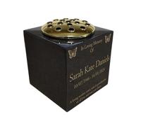Personalised Granite Memorial Vase, Butterfly, Solid Granite, Heavy 8kg, Engraved 6x6x6 Inch, Gold Lettering, Crematorium, Grave Marker, Grave Side, Garden Memorial