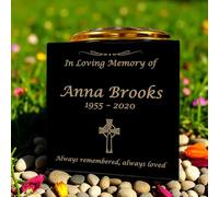 Personalised Granite Memorial Vase- Solid Granite - Celtic Cross Design - Free Gold Engraving and Gold Metal Flower Insert- Best for Outdoor Cemetery Use (6 x 6 x 6)