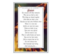 Personalised Grave Card to Our Sister - Includes Fixing Stake - A Laminated Memorial Marker Featuring a Bereavement Poem by Impish Odes