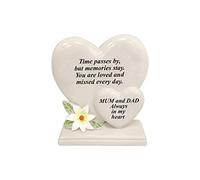 Personalised Grave Ornament/Memorial Plaque with Double Hearts | Graveside Decoration Gift in the Loving Memory of your Loving Deceased Ones (Mum and Dad)