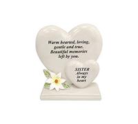 Personalised Grave Ornament/Memorial Plaque with Double Hearts | Graveside Decoration Gift in the Loving Memory of your Loving Deceased Ones (Sister)