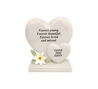 Personalised Grave Ornament/Memorial Plaque with Double Hearts | Graveside Decoration Gift in the Loving Memory of your Loving Deceased Ones (Gone too soon)