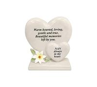 Personalised Grave Ornament/Memorial Plaque with Double Hearts | Graveside Decoration Gift in the Loving Memory of your Loving Deceased Ones (Nan)