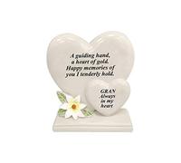 Personalised Grave Ornament/Memorial Plaque with Double Hearts | Graveside Decoration Gift in the Loving Memory of your Loving Deceased Ones (Gran)