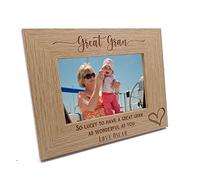 Personalised Great Gran Love Heart Engraved Landscape Photo Frame Gift (5 x 7 Inch)