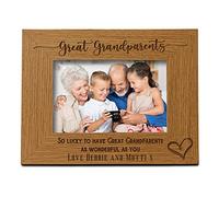 Personalised Great Grandparents Love Heart Engraved Landscape Photo Frame Gift (8 x 10 Inch)