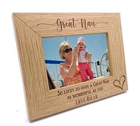 Personalised Great Nan Love Heart Engraved Landscape Photo Frame Gift (8 x 10 Inch)