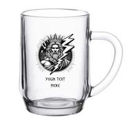 Personalised Greek Mythology Zeus Glass Tankard, 20oz (590ml), Customisable Text, Dishwasher Safe