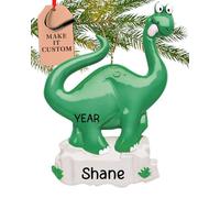 Personalised Green Dino Ornament 2025 - Fast & Free 24h Customisation - Dinosaur Christmas Ornaments for Tree - Custom Gift Wrapped Animal Keepsake for Kids, Children