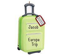 Personalised Green Suitcase Ornament 2025 - Fast & Free 24h Customisation - World Traveler Christmas Ornaments for Tree - Custom Gift Wrapped Travel Keepsake for Globetrotters, Holidaymakers