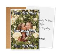 Personalised Greeting Card - Custom A5 or A4 Card with Photo & Text - For Birthday, Thank You, Anniversary, Holiday - Printed on Premium 350gsm Textured Paper - Brown Envelope Included