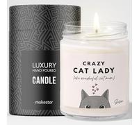 Personalised Grey Cat Gifts - Luxury Soy Wax Candle - Vanilla, Jasmine, Sugared Almond - Makester