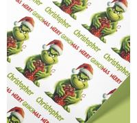 Personalised Grinch Christmas Wrapping Paper Rolls - 61cm Width | Merry Grinchmas Present Idea (Grinch Green, 7mt)
