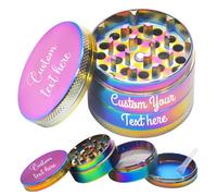 Personalised Grinder for Herbs, Custom Name Herb Grinders, Engrave Text Grinder Portable Zinc Alloy Metal, Multicolour, 4 Pieces Grinders 1.6/2.0/2.2/2.5/3.0 Inches
