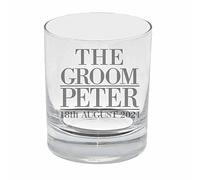 Personalised Groom Wedding Glass Engraved Whisky Glass Tumbler Customised Groom Whiskey Glass Wedding Favour Gift from the Bride Stag Do Gift Personalised Groom Glass Groom To Be Gift Groom Whisky