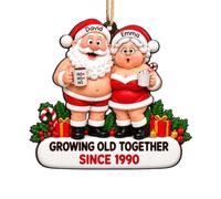 Personalised Growing Old Together Christmas Baubles, Santa Couple Ornament | Naughty Old Couple Christmas,Acrylic Ornaments, Funny Christmas Gift For Husband, Wife, Grandparents,