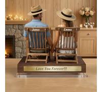 Personalised Growing Old Together Plaque, Custom Name/Text Cartoon Figurines Desktop Ornament, Home Decoration Customised Anniversary Wedding Gifts for Parents Grandparents Couples (03)