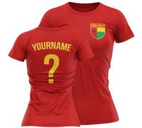 Personalised Guinea-Bissau T Shirt for Women Custom Name and Number Football Africa Badge Nation Supporters Soccer Ladies Tee, S, Red