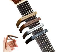 Personalised Guitar Capo with Name & Text - Custom Capo for Acoustic & Electric Guitar, Guitar Accessories Gift for Guitar Enthusiast Musician Band (Light wood grain version)