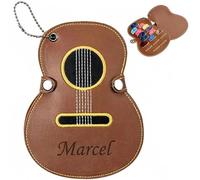 Personalised Guitar Pick Case, Custom Name Laser Engraved Vegan Leather Case, Guitar Player Gift for Him, Birthday, Father's Day, Christmas