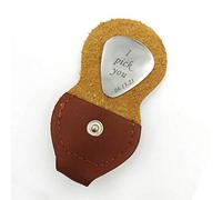 Personalised Guitar Pick Gift for Him Her Daughter Dad Father Son Teacher Both Side Engraved Guitar Plectrum for Girls Boys at Birthday Father's Day Christmas with Leather Cover (Date)