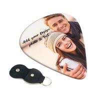 Personalised Guitar Picks 6 pcs/pack - Customised Plectrums with Double-Sided Photo, Text & Logo - 3 Thicknesses Choices for Guitar & Ukulele Players