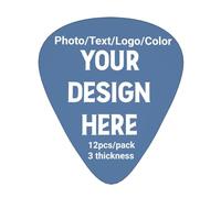 Personalised Guitar Picks Customised with Photo Text Logo, Custom Ukulele Plectrums Pick Gifts 12pcs/pack with 3 Thicknesses (0.46mm/0.71mm/0.96mm)