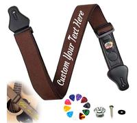 Personalised Guitar Straps, Custom Guitar Body Strap with Embroidered Name / Text, Cotton Woven Bass Belt Idea Gifts for Ukulele, Electric & Acoustic Lover, Come with Free 1 Strap Lock and 3 Picks