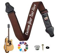 Personalised Guitar Straps, Custom Guitar Body Strap with Pick Holders Embroidered Name / Text, Cotton Woven Belt for Ukelele, Bass, Electric & Acoustic Lover, Come with Free 1 Strap Lock and 3 Picks