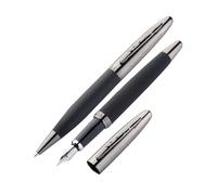 Personalised Gun Metal Pen Set - Custom Engraved Ballpoint & Rollerball Pens in Presentation Box | Executive Writing Gift for Men, Office, Retirement, Graduation, Birthday, Business or Promotion