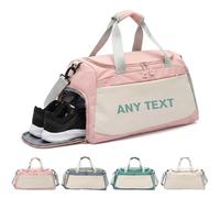 Personalised Gym Bag - Custom Text Print Oxford Duffle Bag with Shoe Compartment, Unisex Sports Holdall, Personalised Travel/Gym Bag for Men Women, Unique Gift with Name (Pink)