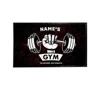 Personalised Gym Door Mat - Doormat for Gyms, Weight Room, Exercise Workout Fitness Rooms - Non Slip Heavy Duty Rubber Doormats - Indoor Outdoor Washable - Large 40cm x 60cm - No Excuses