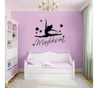Personalised Gymnast Gymnastic Wall Art Sticker, Girls Bedroom Decal