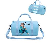 Personalised Gymnastics Bag Girls Dance Bags for Girls Boy Kids Ballet Jazz Tango Latin Flamenco Bag Perfect Gymnastics Gifts & Sports Equipment Storage 12''*7'' inches (Blue)
