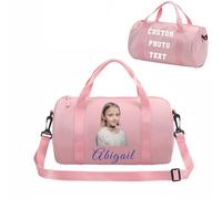 Personalised Gymnastics Bag Girls Dance Bags for Girls Boy Kids Ballet Jazz Tango Latin Flamenco Bag Perfect Gymnastics Gifts & Sports Equipment Storage 12''*7'' inches (Pink)