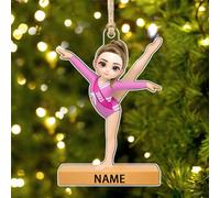 Personalised Gymnastics Christmas Ornament Custom Name Funny 2D Acrylic Gymnastics Theme Xmas Tree Hanging Ornaments Gift For Gymnast Birthday Xmas (style 22)