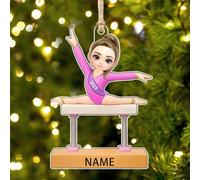 Personalised Gymnastics Christmas Ornament Custom Name Funny 2D Acrylic Gymnastics Theme Xmas Tree Hanging Ornaments Gift For Gymnast Birthday Xmas (style 23)