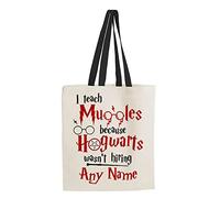 Personalised H Potter themed Thanks Giving, Teacher's Day, End of School Year, Birthday Reusable Bag, Shopping Bag, Tote Bag. (Black Handle)