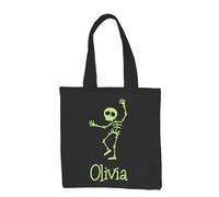 Personalised Halloween Bag Glow In The Dark Trick or Treat Bags Girls Boys Costume Accessory Gift (SKELETON-001)