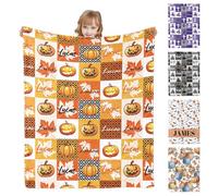 Personalised Halloween blanket for Kids Adults,personalised baby blanket with Name,Custom Throw Blanket for newborn Friends Families,baby boy baby girl comforter, (5 Colors)