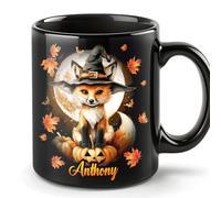 Personalised Halloween Fox Mug, Gift For Fox Lover, Fox Gift For Women, Fox Coffee Mug, Wild Animal Lover Gift, Halloween Decor Gifts, Custom Coffee Cup Ceramic Mug, Customized Halloween Gifts