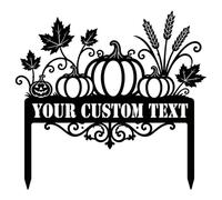 Personalised Halloween Metal Garden Signs with Engraved Text, Custom Text Outdoor Halloween Decorations, Autumn Pumpkin Haunted House Deer Dog Decor for Yard Front Door Patio, S-XL (Pumpkin)
