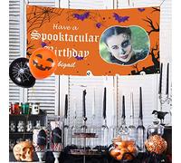 Personalised Halloween Party Banner, Personalized Spooktacular Birthday Banner Poster, Customized Halloween Banner Poster Background for Kids Adults, Custom Halloween Party Decorations - 180 * 90 cm