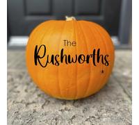 Personalised Halloween Party Decoration Pumpkin Vinyl Surname Family Name Sticker with Spider Detail